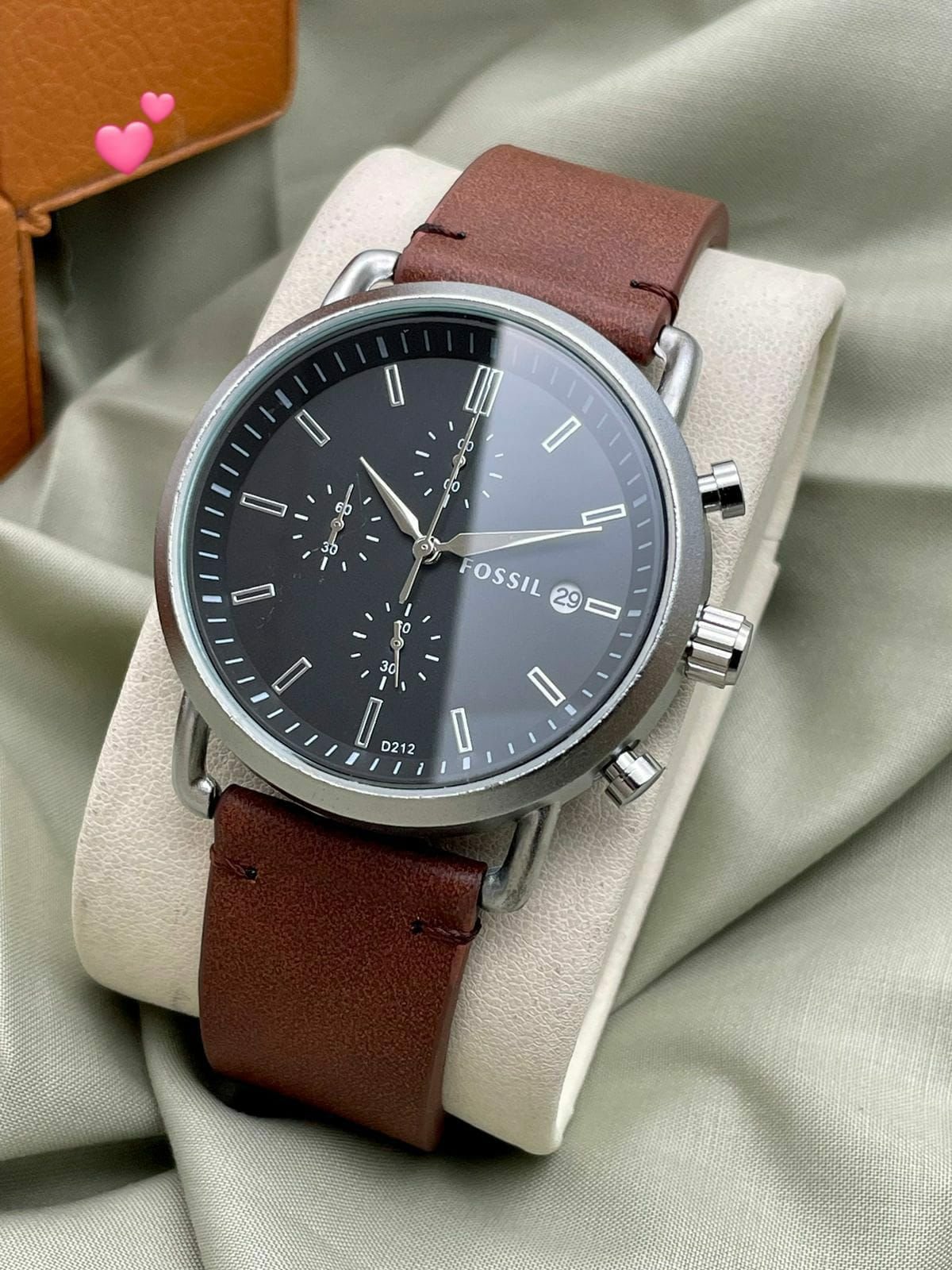 The commuter chronograph amber sale leather watch