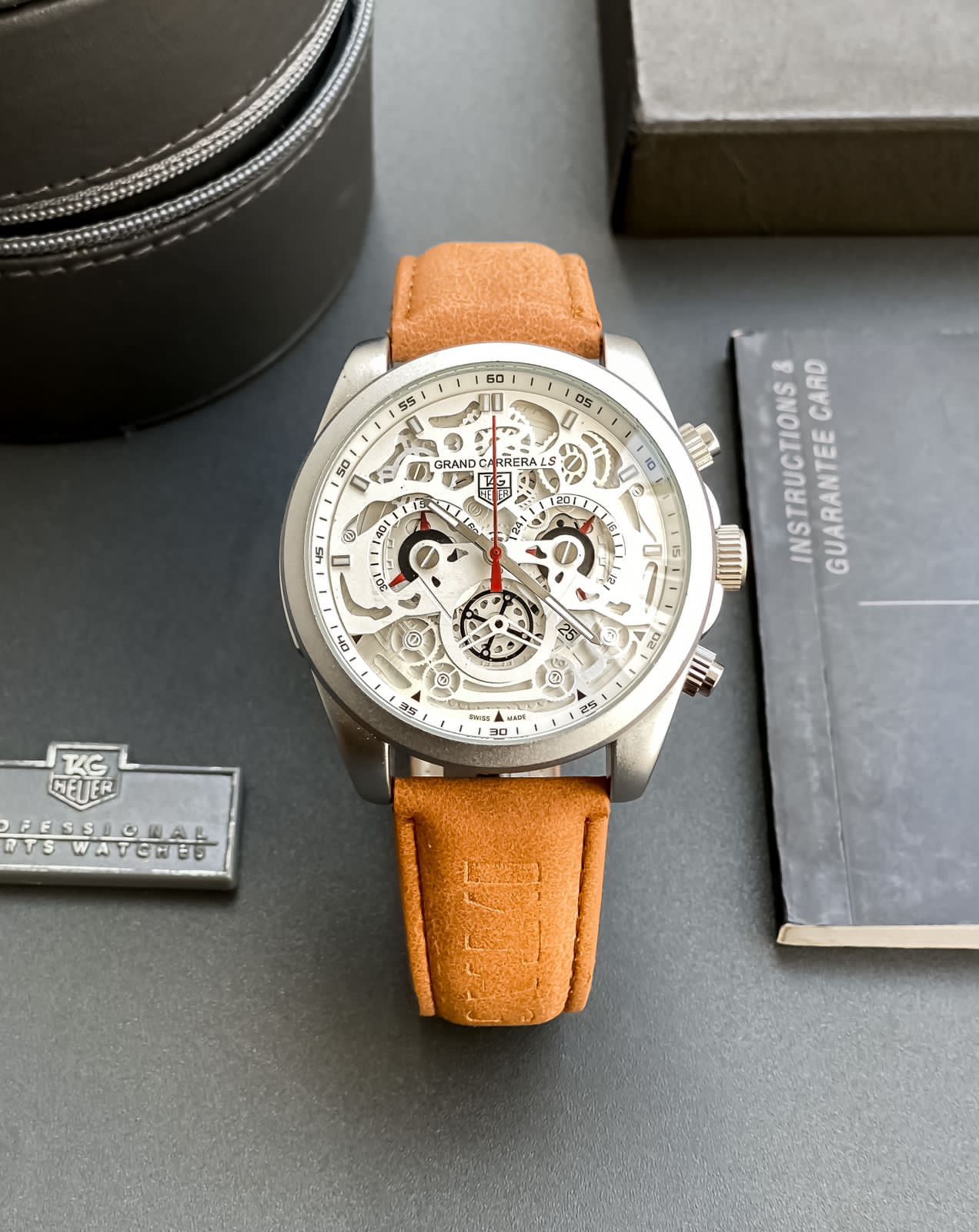 Tag Heuer CR7 A perfect combination of White dial with silver case and  brown leather strap