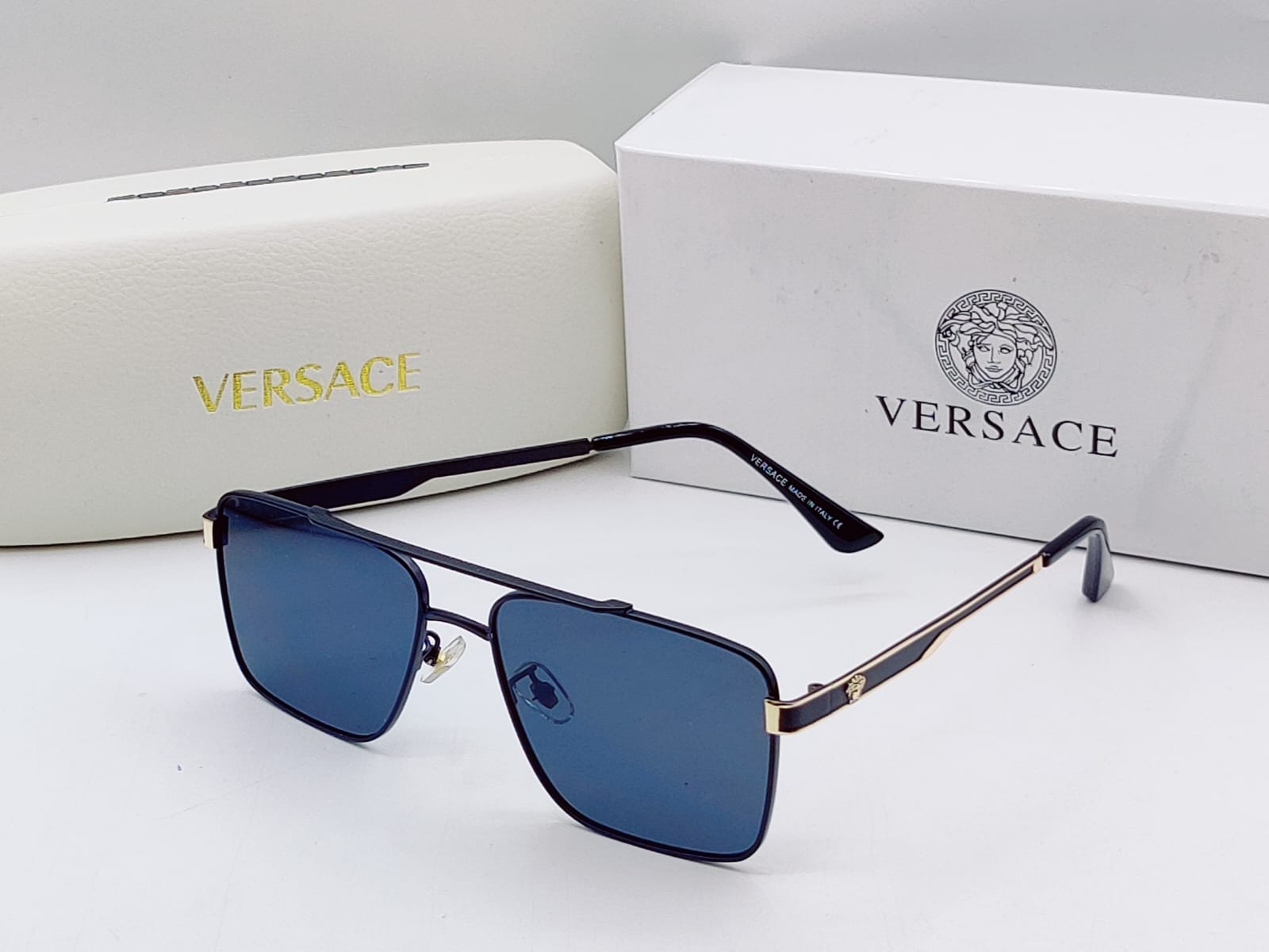 Versace VE4307 GB1/87 58M Black/Grey Square Sunglasses For Men+FREE  Complimentary Eyewear Care Kit : Amazon.in: Clothing & Accessories