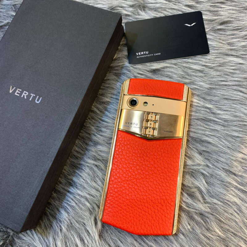 Vertu Aster P Red Leather 18ct Rosegold Diamond Edition Mobile Phone