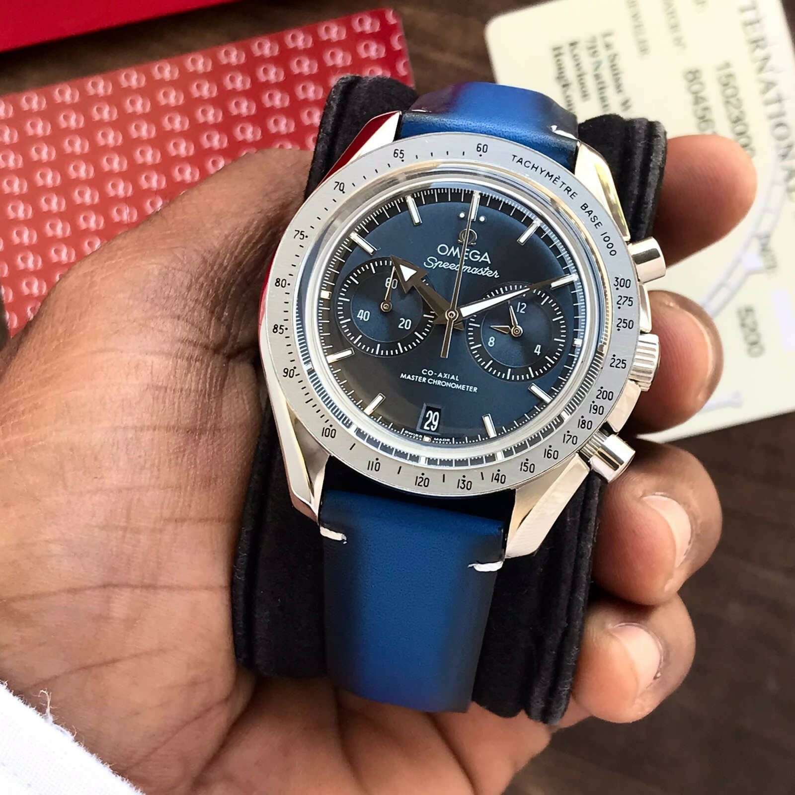 Omega Speedmaster 57 Co Axial Master Chronograph Blue Edition Mens