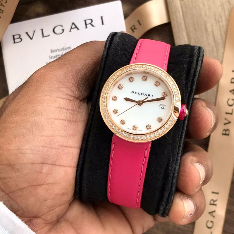 Bvlgari darci water resistant diamond women watch with studded swarovski mineral crystal bezel and dial
