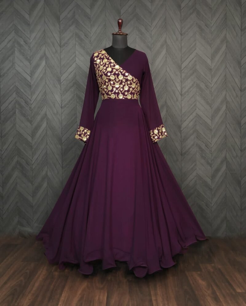 Premium Designer Readymade Wine Gown Collection For Women