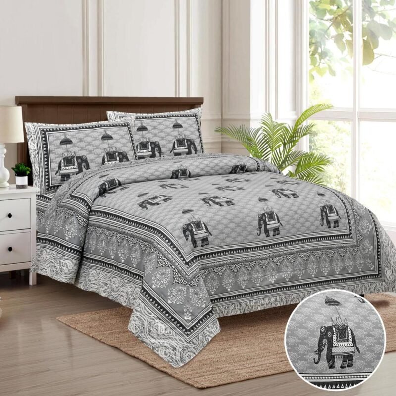 The Grey Shades Premium Quality King Size Bedsheets with 2 Pillow Covers