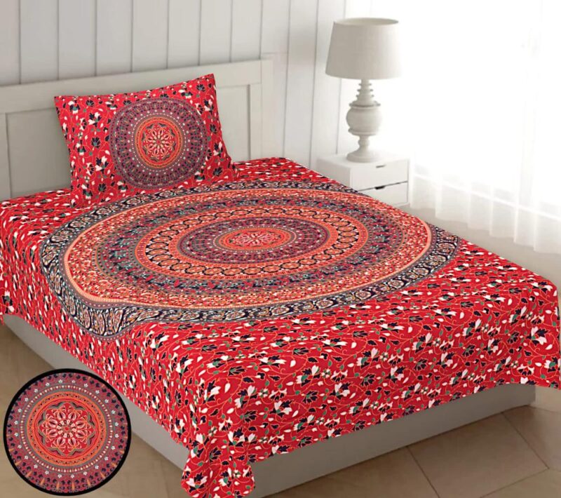 Barmeri Single Bedsheet with 1 Pillow Cover
