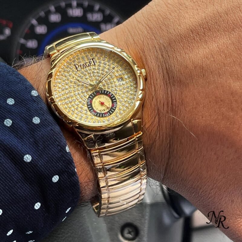 Piaget Full Gold Body With Diamond Studded Dial For Men Watches