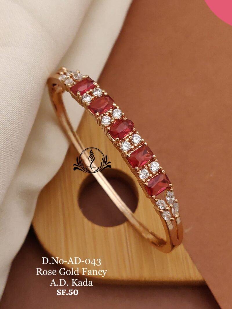 Rose Gold Fancy A.D. Kada For Womens