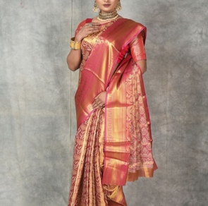 Kanjiviram Pattu Silk Pure Gold Zari Weaving With Contrast Weaving Border & Contrast Rich Weaving Pallu Saree For Womens