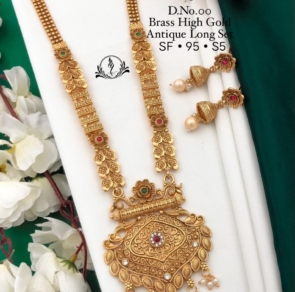 Brass High Gold Antique Long Set For Womens Collection
