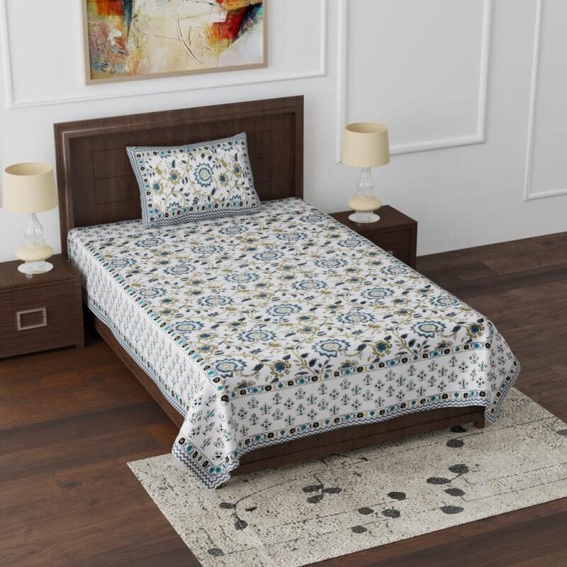 Natural Single Bedsheets With 1 Pillow Cover