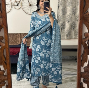 New Aline kurta with Afgani and printed dupatta With Look straight out of a dreamy movie set For perfect of traditional wear