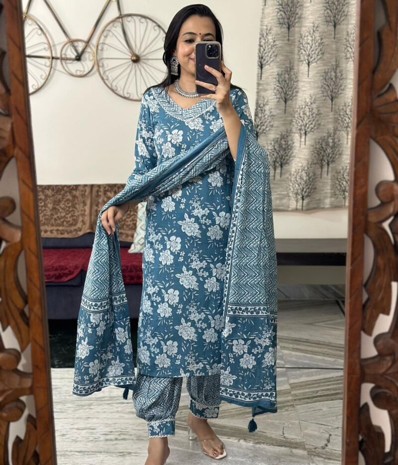 New Aline kurta with Afgani and printed dupatta With Look straight out of a dreamy movie set For perfect of traditional wear