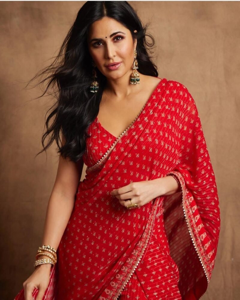 Katrina Kaif Saree Pure Georgette Digital Print with Crochet Sequence Work For Women Collection