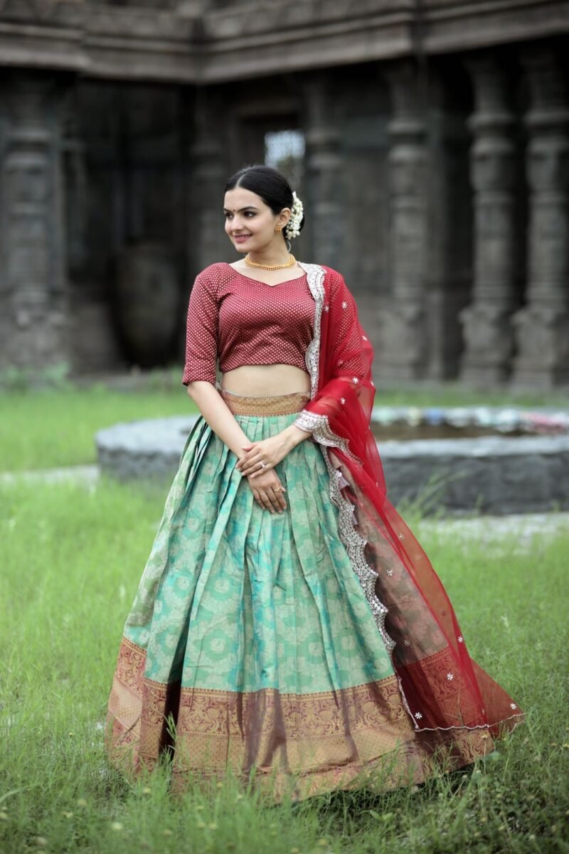 Onam Special Kanjivaram Pattu Silk Lehenga Choli Collections For Womens