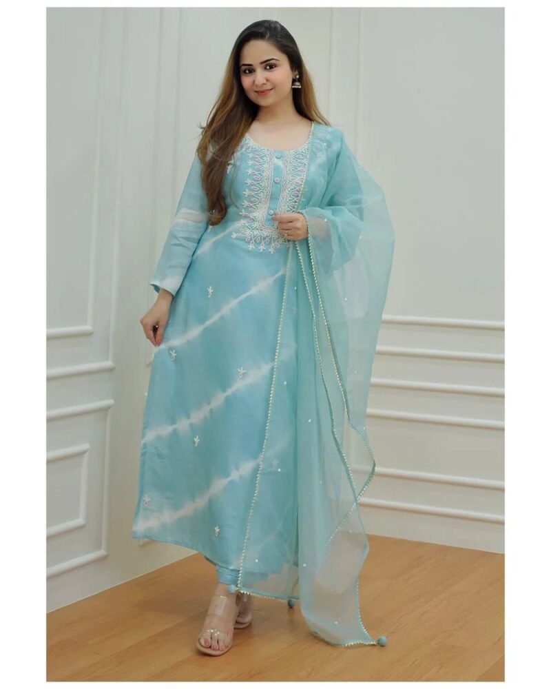 Rakhi Special Pure Chanderi Silk Suit With Organza Dupatta For Womens Collection