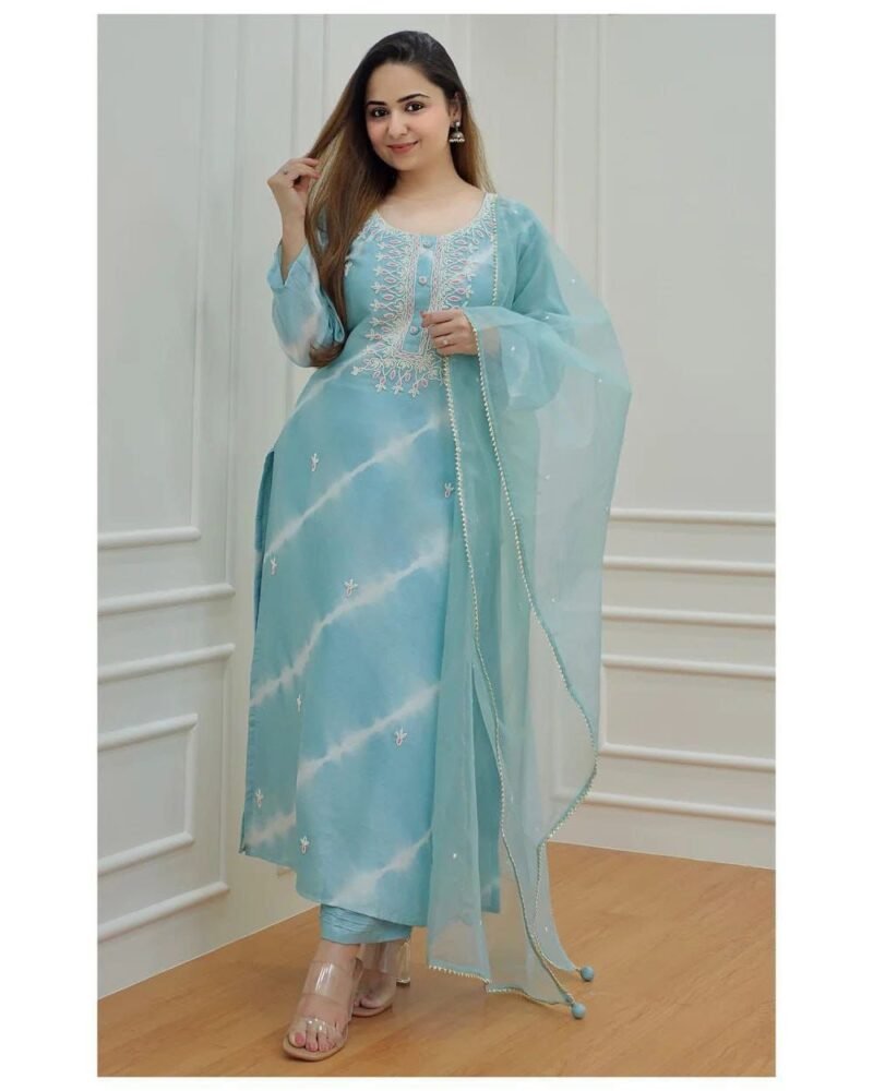 Rakhi Special Pure Chanderi Silk Suit With Organza Dupatta For Womens Collection