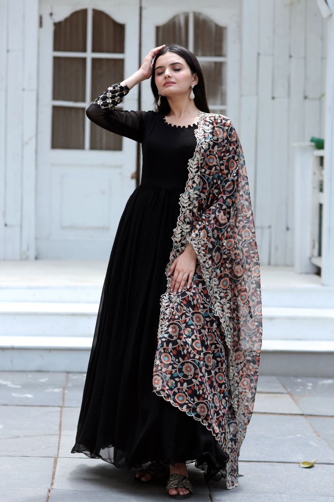 Premium designer gown dupatta set – sana online store