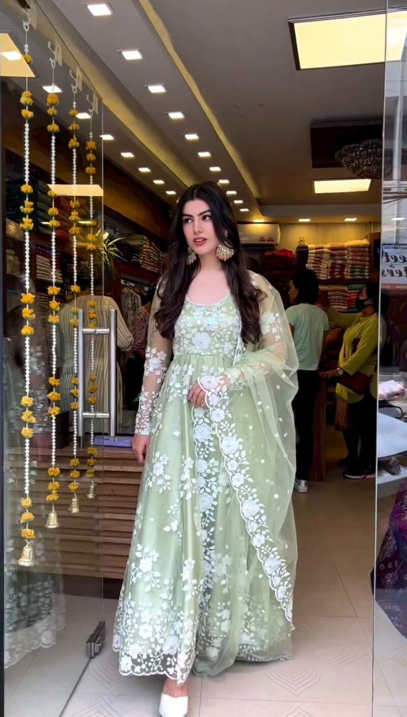 New Designer Party Wear Look Beautiful Embroidery Gown With Dupatta Collection For Womens