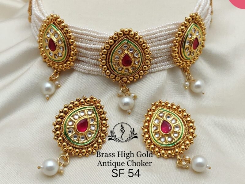 Fancy Brass High Gold Antique Choker For Womens Collection