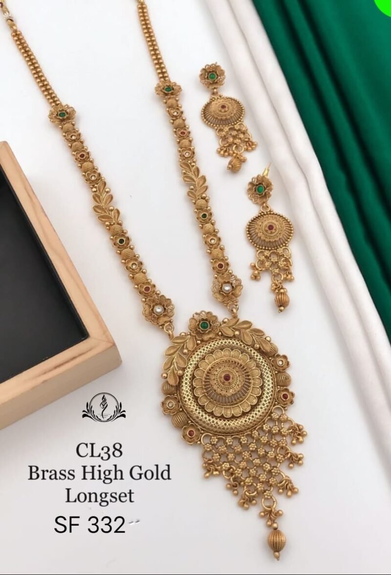 Fancy Brass High Gold Long Set For Womens Collection