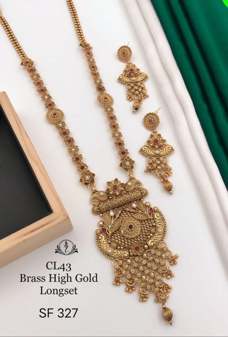 Fancy Brass High Gold Long Set For Womens Collection