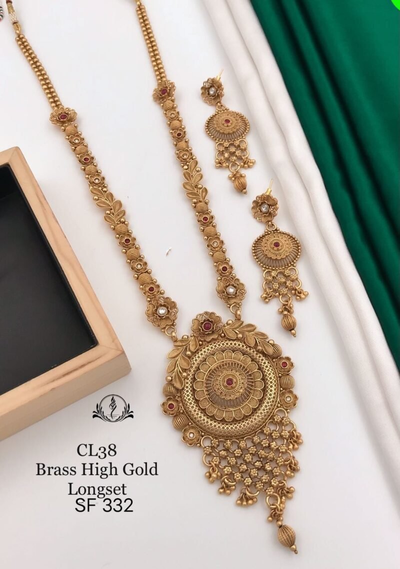 Fancy Brass High Gold Long Set For Womens Collection