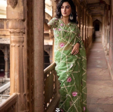 Superb Soft Refined Organza Silk Hit Design Trending Embroidery Saree For Womens Collection