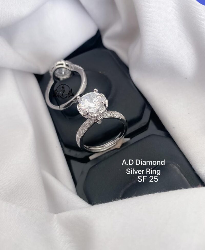 Fancy A.D. Diamond Silver Ring For Women's Collection