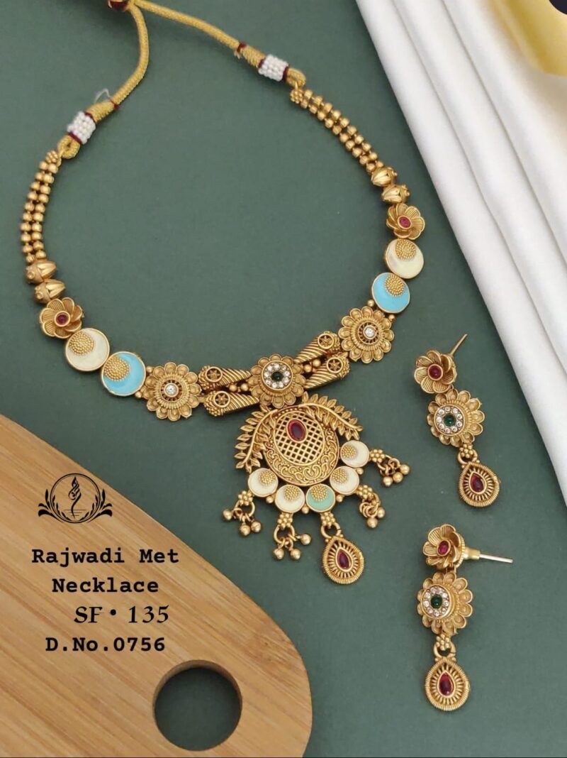 Fancy Rajwadi Met Necklace Set For Women's Collection