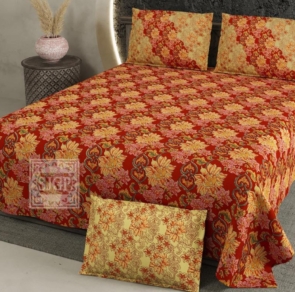 Super King Size Dark Color Floral Bedsheet With 2 Pillow Covers