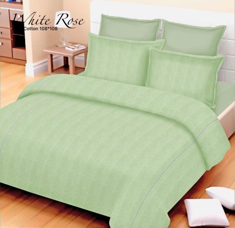 White Rose Pure Cotton King Size Bedsheet Set