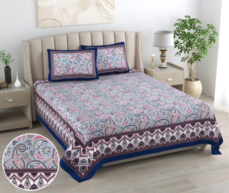 Croma Ikkat Ultra Premium Super King Size Bedsheet with 2 Pillow Covers