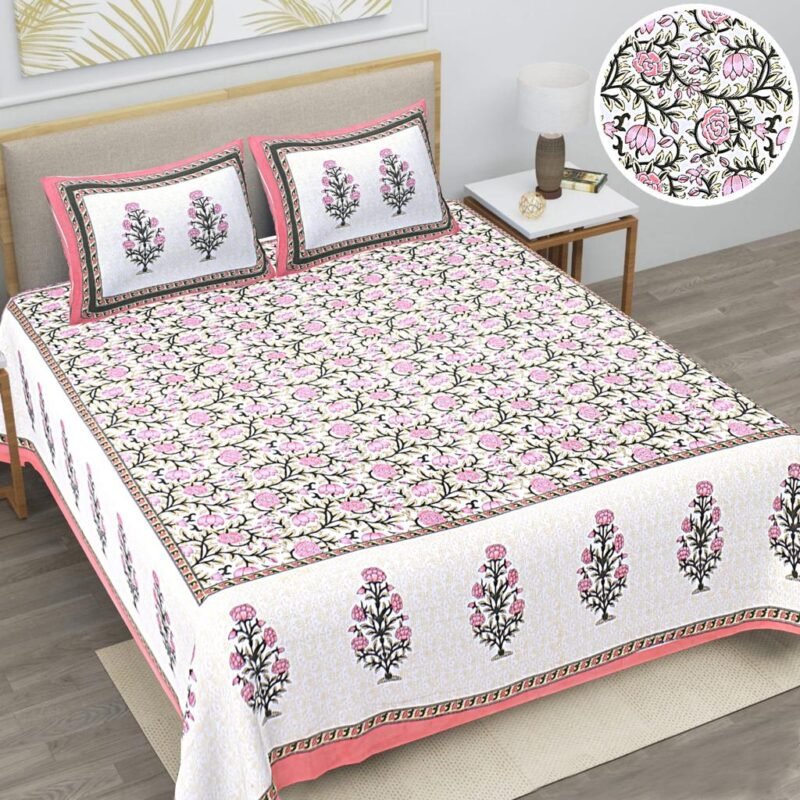 Princess A Queen Size Collection One Double Bed Bedsheet with 2 Pillow Covers