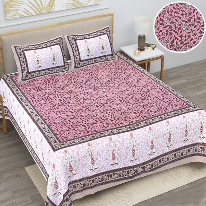 Princess A Queen Size Collection One Double Bed Bedsheet with 2 Pillow Covers