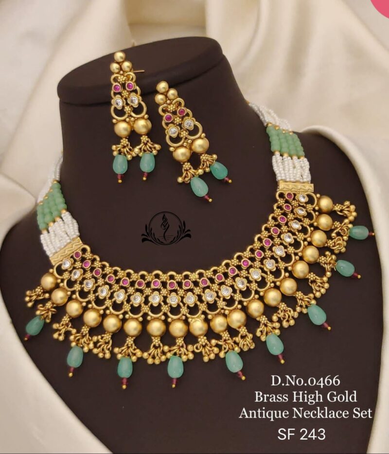 Fancy Brass High Gold Antique Necklace Set For Women's Collection