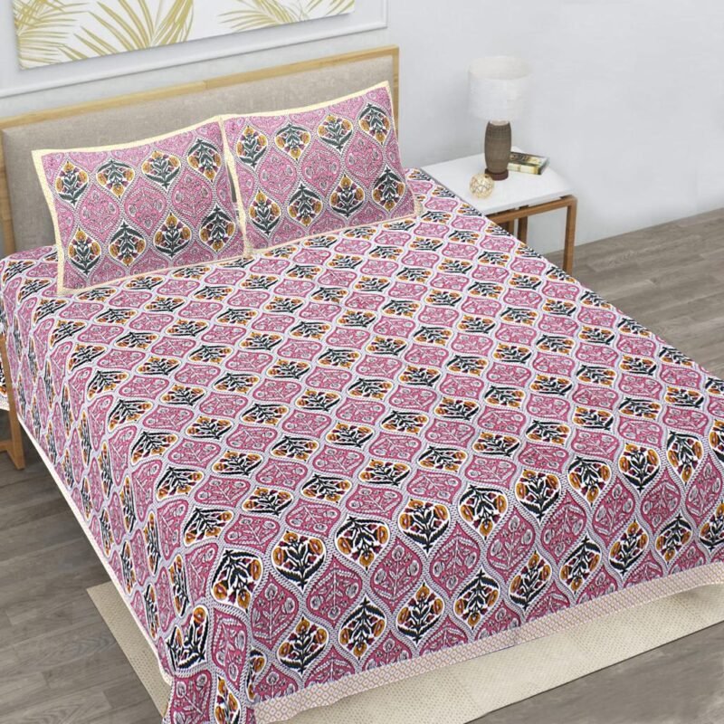 A Pure Cotton Collection Elastic Fitted King Size Bedsheet with 2 Pillow Covers