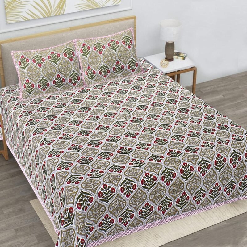 A Pure Cotton Collection Elastic Fitted King Size Bedsheet with 2 Pillow Covers