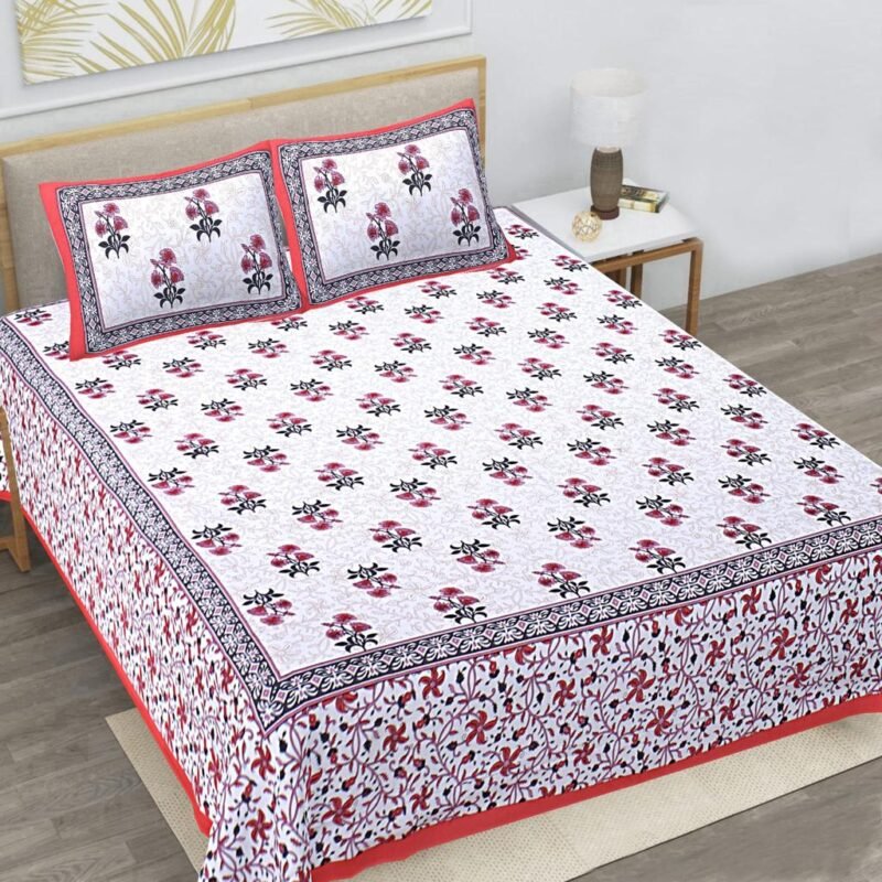 A Pure Cotton Collection Elastic Fitted King Size Bedsheet with 2 Pillow Covers