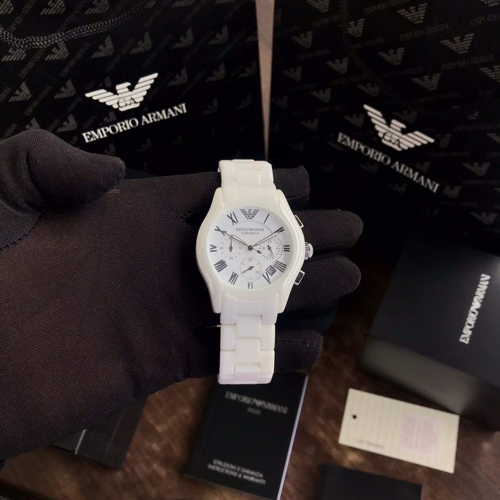 Emporio armani ceramica store white watch price