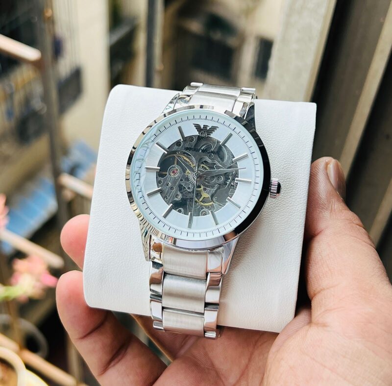 Emporio Armani Meccanico Silver 7AA Premium Stylish Men's Watch
