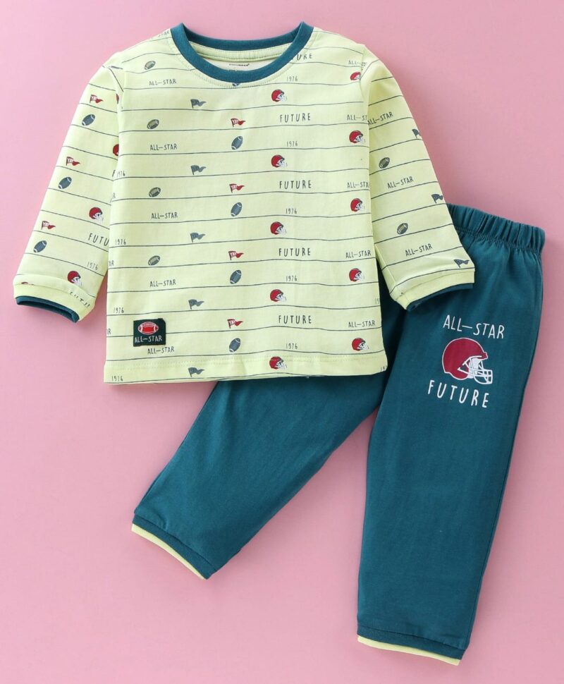 Cucumber Full Sleeves Night Dress For Kid's Collection