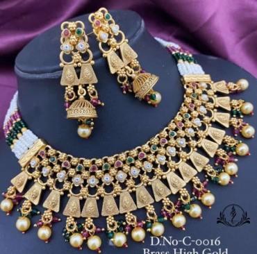 Fancy Brass High Gold Antique Necklace Set For Women's Collection