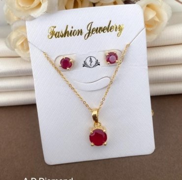 Fancy A. D. Diamond Golden Pendant Set For Women's Collection