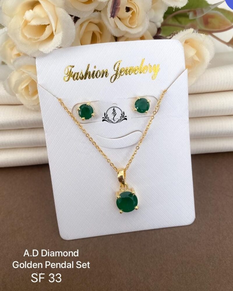 Fancy A. D. Diamond Golden Pendant Set For Women's Collection