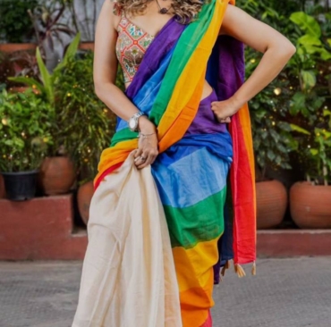 Trending Unique and beautiful New Rainbow Saree