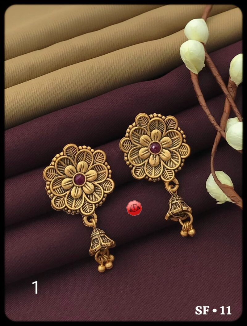 Beautiful Flower Jhumki Earrings for women Fancy. Safety information Keep away from sweat, water or liquid perfume. Never store in velvet wrap. BOOK NOW!