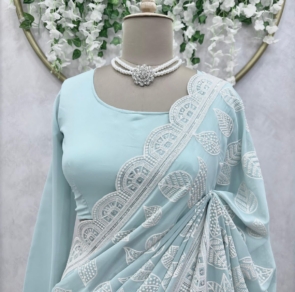 Beautiful Designer Georgette Fabric Thread Saree