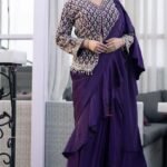 New Super Trending Embroidery saree with full koti