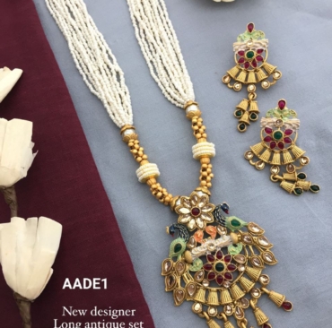 Fancy Matte Finish Antique Peacock Necklace Set For Women & Girls