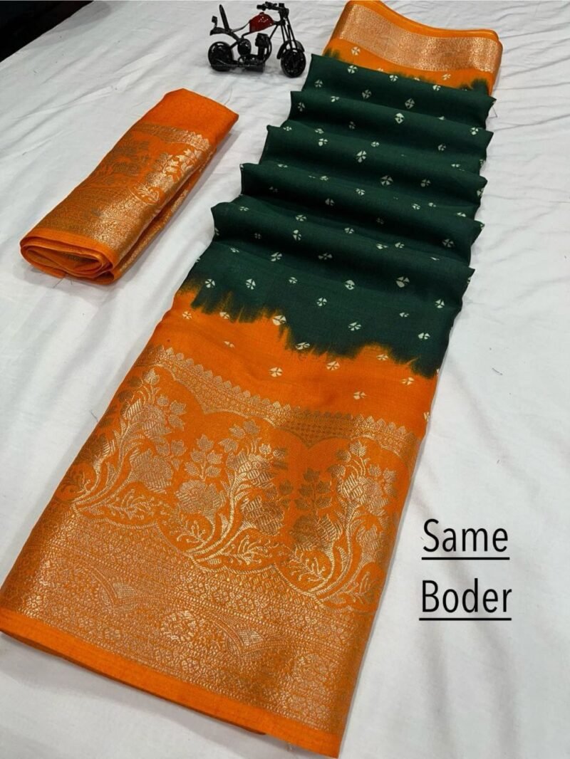 Dola silk Saree with 9 inch jacquard border - Image 4